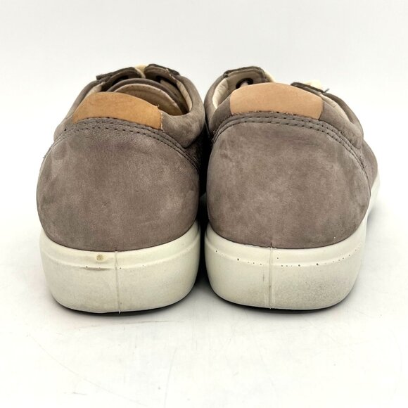Ecco Soft Nubuck Leather Casual Sneakers Shoes Womens 9 Warm Grey Extra Width - Picture 7 of 14